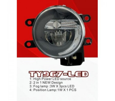 Фары доп.модель Toyota Cars/TY-967L/LED-12V9W+2W/FOG+Position Lamp/эл.проводка (TY-967-LED 2в1)