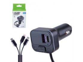Модулятор FM 5в1 CS3 12-24v USB 5V-3.1A Type C 5V-3.1A 3in1 charging cable BT5.0 RGB-ambient light (C53) - Модуляторы