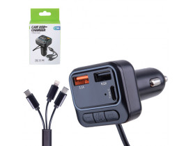 Модулятор FM 5в1 C36 12-24v 2USB 5V-3.1A Type C 5V-3.1A 3in1 charging cable BT5.0 RGB-ambient light (C36) / Модулятори