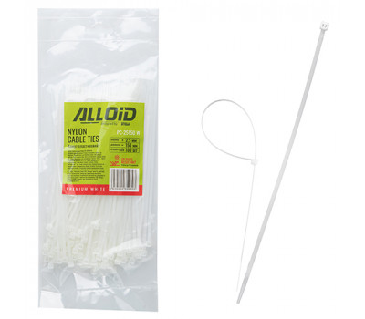 Хомут пластиковый Alloid 2.5 х 150 100шт/уп белый (PC-25150 W)