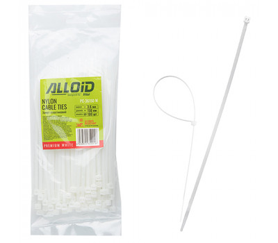 Хомут пластиковый Alloid 3.6 х 150 100шт/уп белый (PC-36150 W)