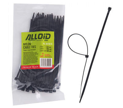 Хомут пластиковый Alloid 3.6 х 150 100шт/уп черный (PC-36150 B)