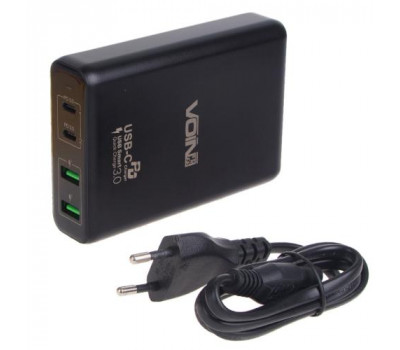 Зарядний пристрій VOIN 100W, 2 USB QC3.0 + 2 TYPE C (LC-10048 Bk)