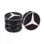 Заглушка колесного диска Mersedes 60x55 черный ABS пластик (4шт.) 50942 (50942)