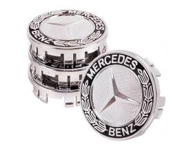 Заглушка колесного диска Mercedes 75x70 черный ABS пластик (4шт.) с колоском 52050 (52050) - Заглушки колесных дисков