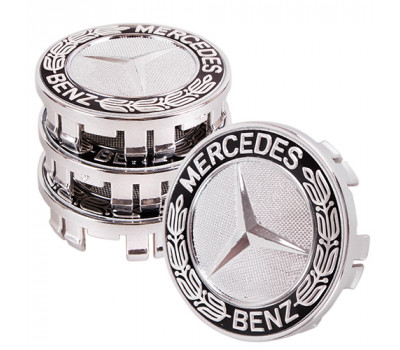 Заглушка колісного диска Mercedes 75x70 чорний ABS пластик (4шт.) з колоском 52050 (52050)