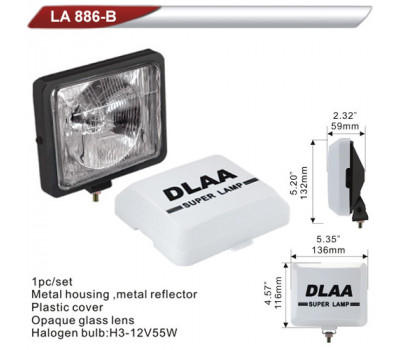 Фара додаткова DLAA 886B-W/H3-12V-55W/136*116mm/кришка (LA 886B-W)