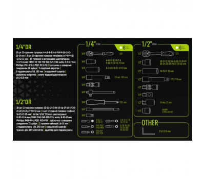 Alloid. Універсальний набір інструменту 1/4" & 1/2", 94 предм. (6 гран.) (TS-94) (TS-94)