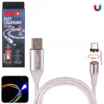 Кабель магнітний VOIN Multicolor LED USB - Micro USB 3А, 1m, black (швидка зарядка/передача даних) (VC-1601M RB)
