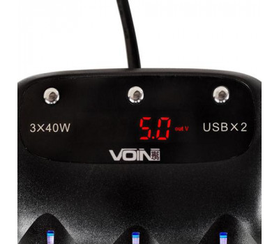 Разветвитель прикуривателя VOIN 3 выхода + 2USB 2400 mA 12/24V SC-3003 провод+вольтметр (SC-3003)