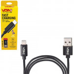 Кабель VOIN CC-1801L BK, USB - Lightning 3А, 1m, black (швидка зарядка/передача даних) (CC-1801L BK)