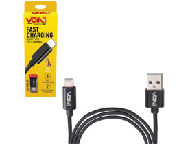 Кабель VOIN CC-1801L BK, USB - Lightning 3А, 1m, black (швидка зарядка/передача даних) (CC-1801L BK) / Кабелі USB