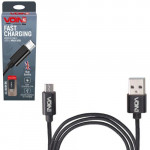 Кабель VOIN CC-1801M BK, USB - Micro USB 3А, 1m, black (быстрая зарядка/передача данных) (CC-1801M BK)