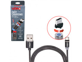 Кабель магнітний VOIN MC-2302M BK USB - Micro USB 2,4А, 2m, black (тільки зарядка) (MC-2302M BK) / Кабелі