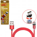 Кабель магнітний VOIN MC-2301C RD USB-Type C 2,4А, 1m, red (тільки зарядка) (MC-2301C RD)