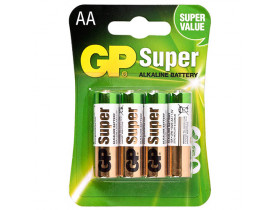 Батарейка GP SUPER ALKALINE 1.5V 15A-U4 щелочная, LR6, АА (4891199000034) - ЭЛЕКТРООБОРУДОВАНИЕ