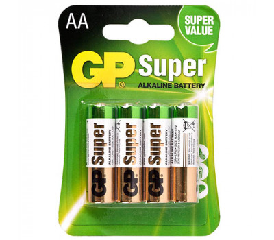Батарейка GP SUPER ALKALINE 1.5V 15A-U4 щелочная, LR6, АА (4891199000034)