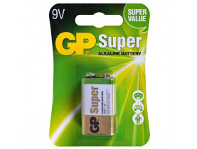 Батарейка GP SUPER ALKALINE 9V 1604AEB-5UE1 лужна, 6LF22 (4891199002311) / Елементи живлення
