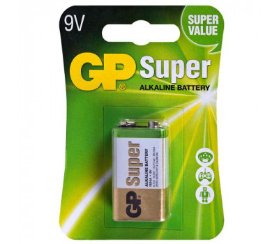 Батарейка GP SUPER ALKALINE 9V 1604AEB-5UE1 щелочная, 6LF22 (4891199002311)