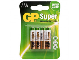 Батарейка GP SUPER ALKALINE 1.5V 24A-U4 щелочная, LR03, AAA (4891199000058) - ЭЛЕКТРООБОРУДОВАНИЕ