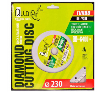 Alloid. Диск алмазный отрезной Turbo 230 мм (DS-7230T)