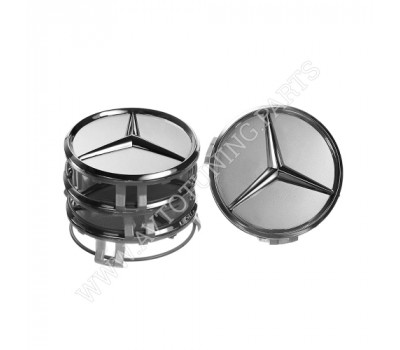 Заглушка колесного диска Mercedes 75x70 серый ABS пластик (4шт.) с кольцом 50030 (50030)