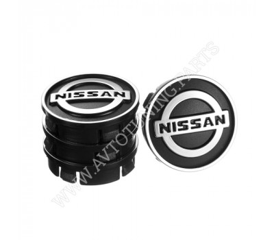 Заглушка колесного диска Nissan 60x55 черный ABS пластик (4шт.) 50036 (50036)