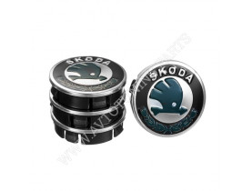 Заглушка колесного диска Skoda 60x55 черный металл (4шт.) (50000) - Заглушки колесных дисков