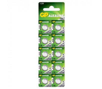 Батарейка GP ALKALINE Cell A76-U10 щелочная, A76, LR44 (4891199015496)