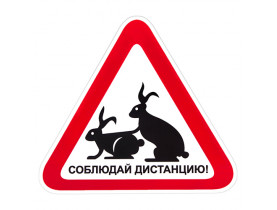 Наклейка "Соблюдай дистанцию" (150х150мм) кролики (АМ) / Наклейки