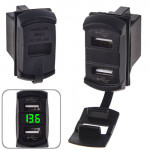 Автомобільний зарядний пристрій 2 USB 12-24V врізний + вольтметр (10257 USB-12-24V 2,1A GRE)