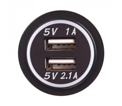 Автомобильное зарядное устройство 2 USB 5V2.1A  5V1A 12-24V врезное в планку  NEW (10252 USB-12-24V 3,1A WHI)