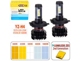 Лампы PULSO YZ/H4-H/L/LED-chips ZES-Philips/9-32v2*25w/4500Lm/3000-4300-5000-6500-10000K (YZ-H4) - Лампы LED