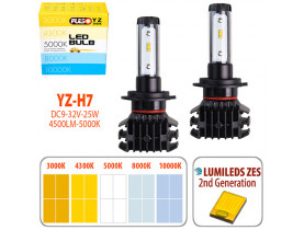 Лампи PULSO YZ/H7/LED-chips ZES-Philips/9-32v2*25w/4500Lm/3000-4300-5000-6500-10000K (YZ-H7) / Лампи головного світла