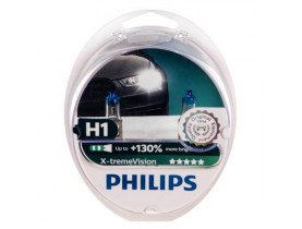 Автолампа Philips X-treme Vision H1 +130% 12V 55W P14, 5s 2 шт. (12258XV+S2) (12258XV+S2) / Лампи галогенні