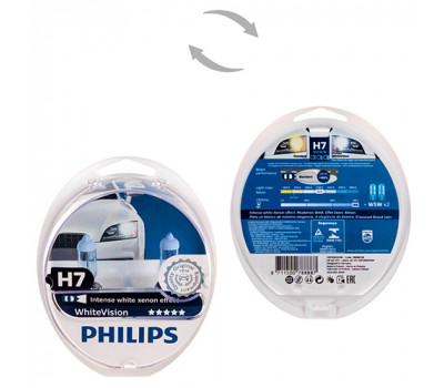 Автолампа Philips White Vision H7 12V 55W PX26d 2 шт. (12972WHVSM) абсолютно біле світло (12972WHVSM)