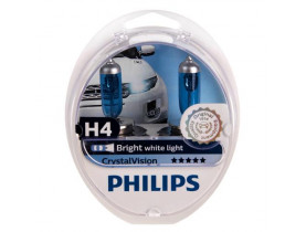Автолампа Philips Crystal H4 12V 60/55W P43t 2 шт. (12342CVSM) белый яркий свет (12342CVSM) - Лампы галогенные