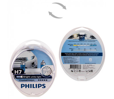 Автолампа Philips Crystal Vision H7 12V 55W PX26d 2 шт. (12972CVSM) біле яскраве світло (12972CVSM)