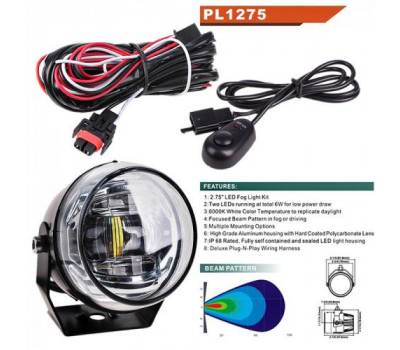 Фара дод. PL-1275 LED-ZES/12V-9W-900LM/D=70mm/ел.проводка (PL-1275-LED)