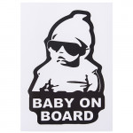 Наклейка "Baby on board" (155х126мм) білий на чорному тлі ((10))