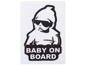 Наклейка &quot;Baby on board&quot; (155х126мм) белый на черном фоне ((10)) - Наклейки