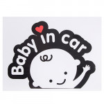 Наліпка Baby in car хлопчик (155х126мм) білий на чорному тлі ((10))