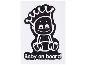 Наклейка  "Baby on board" (155х115мм) черный на черном фоне с короной ((10)) / ТЮНІНГ