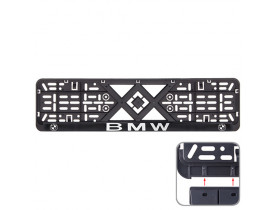 Рамка номер пластик SR з хром. рельєфним написом BMW (РН-VCH-15650) / Рамки з написом хром