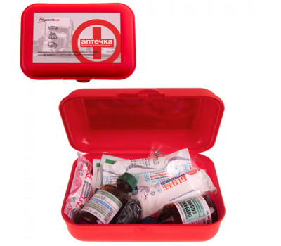 БН Аптечка медицинская автомобильная согласно ТУ(02-053-П), красный пластиковый футляр (02-053-П)