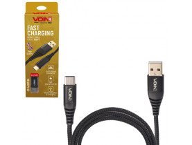 Кабель VOIN CC-4201C BK, USB-Type C 3А, 1m, black (швидка зарядка/передача даних) (CC-4201C BK) / Кабелі
