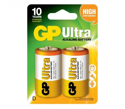 Батарейка GP ULTRA ALKALINE 1.5V 13AU-U2 щелочная, LR20, D (4891199034442)