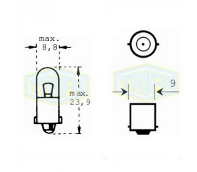 Лампа автомобильная индикаторная лампа Trifa 12V 3,0W BA 9s (00112)