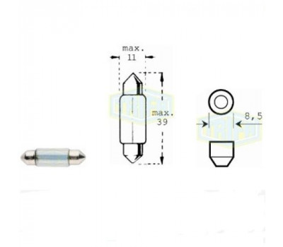 Лампа автомобильная  дневного света Trifa 12V 5W SV 8,5-8 11x36 (Longlife) (40204)