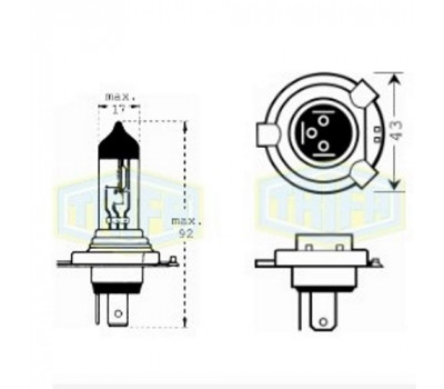 Лампа автомобильная  Галогенная лампа для фары Trifa H4 12V 100/80 W gold (91671)